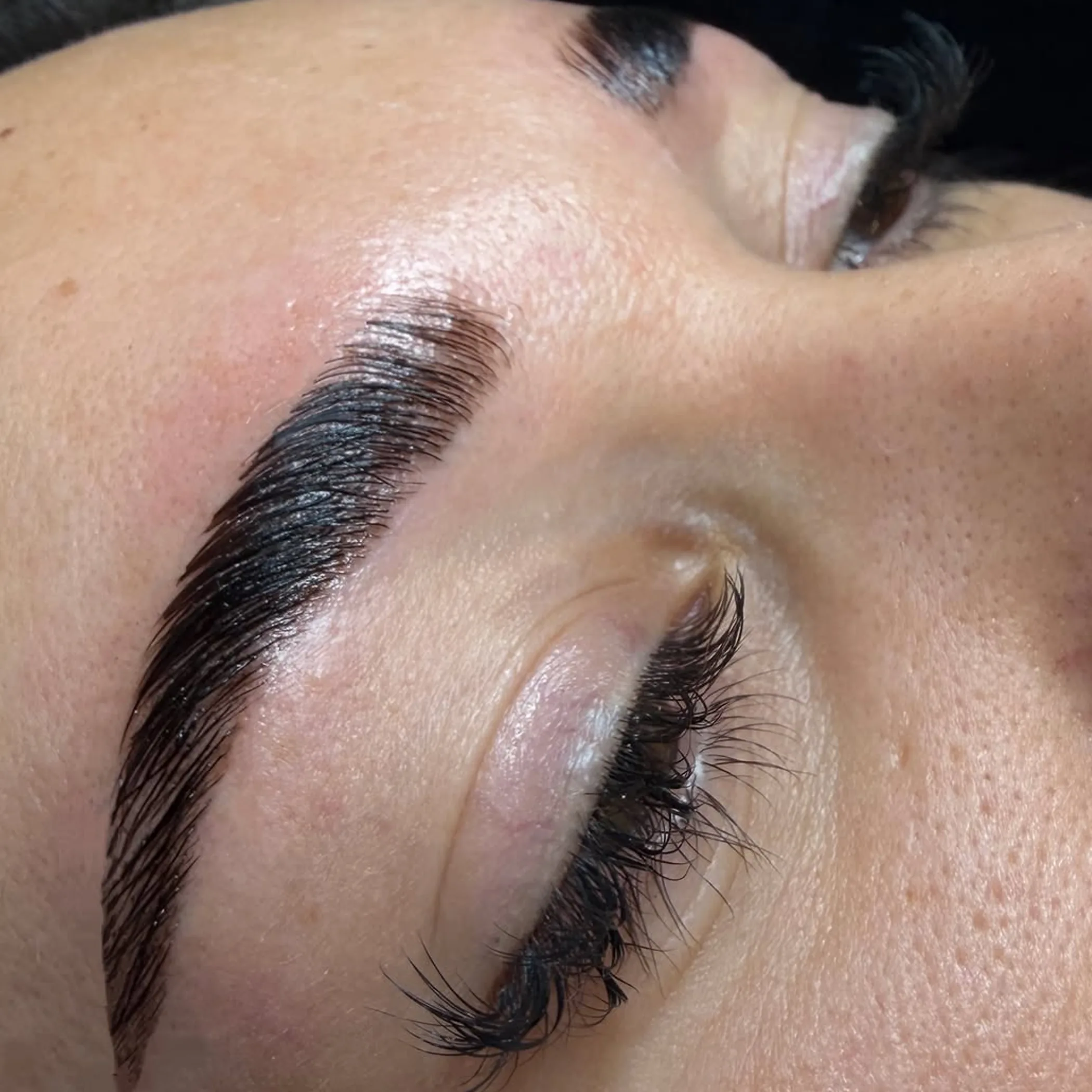 brow lamination close-up