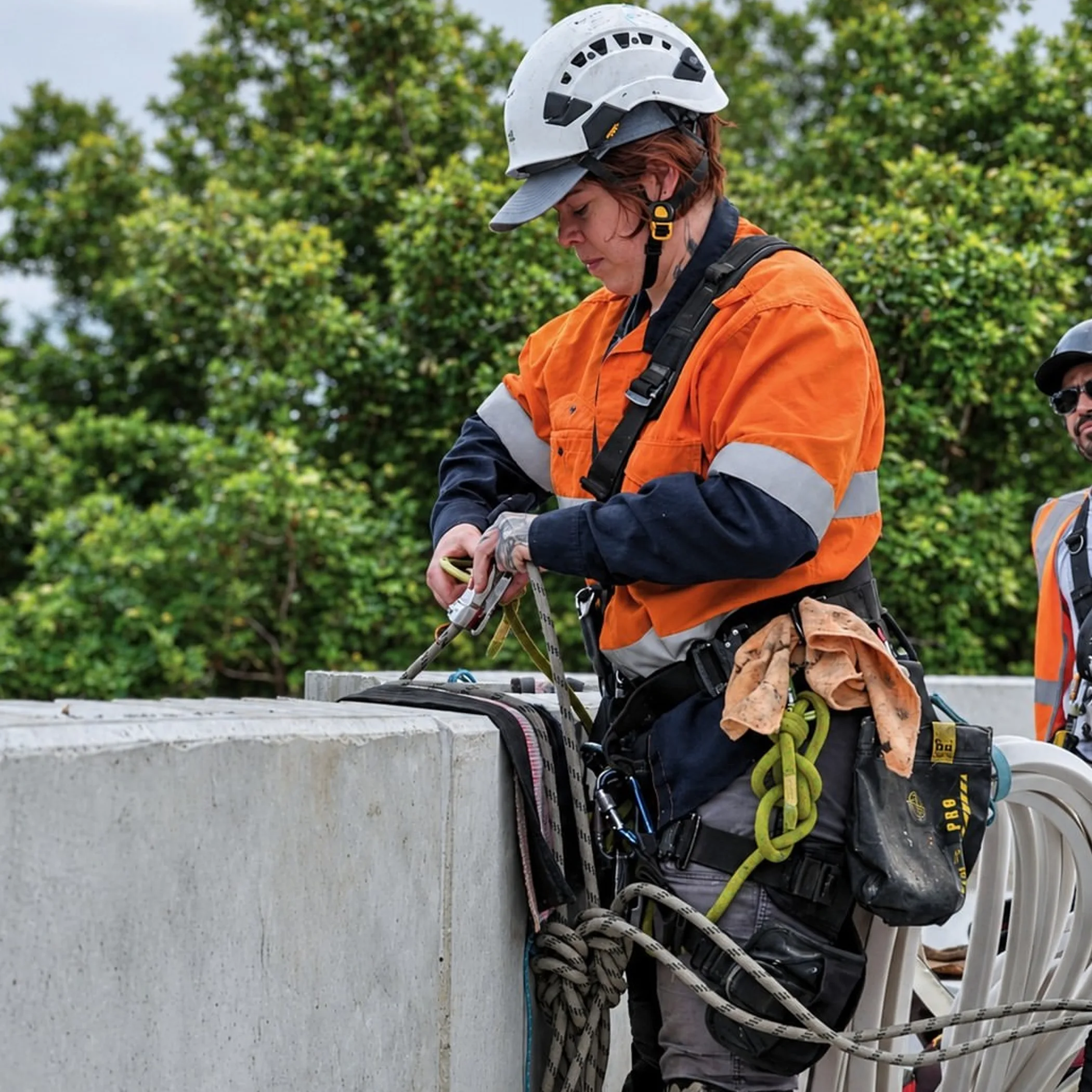 rope access technicians using safety gear
